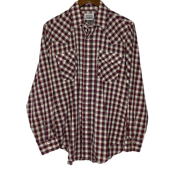 Levis Strauss VTG Multicolored Plaid Pearl Snap Button Long Sleeve Shirt L Men's - Picture 1 of 9